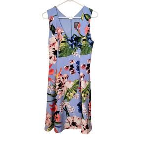 Vince Camuto Women's Dress Size 8 Periwinkle Floral Fit & Flare Sleeveless